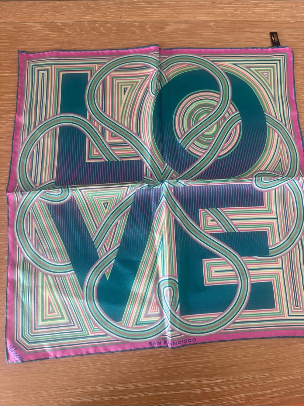 NEW Furious Goose LOVE San Francisco 100% Silk Scarf 16.5” UK